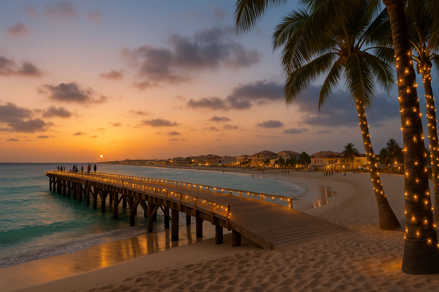 Weihnachten & Silvester auf Kap Verde – Insel Sal,
 Santa Maria: Holzsteg am Strand